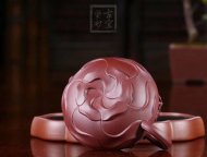 《風卷葵》宜興紫砂壺高級工藝美術(shù)師純手工風卷葵底槽青紫砂茶壺