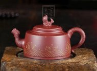 《魚(yú)躍龍門(mén)》宜興紫砂壺高級(jí)工藝美術(shù)師手工禮品茶具底槽青