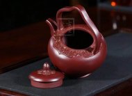 《梵華提梁》純手工高級工藝美術師宜興紫砂創(chuàng)新提梁壺紫泥泡茶壺套壺