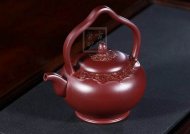 《梵華提梁》純手工高級工藝美術師宜興紫砂創(chuàng)新提梁壺紫泥泡茶壺套壺