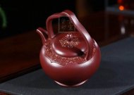 《梵華提梁》純手工高級工藝美術師宜興紫砂創(chuàng)新提梁壺紫泥泡茶壺套壺